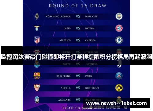 欧冠淘汰赛豪门碰撞即将开打赛程提醒积分榜格局再起波澜